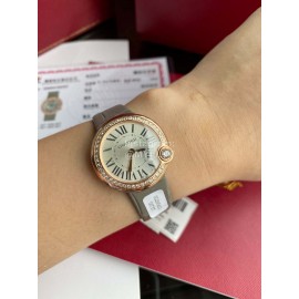 Cartier Roman Digital 30mm Dial Diamond Leather Strap Watch Gray