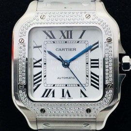 Santos De Cartier Bv Factory Diamond Square Dial Watch Silver