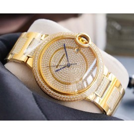 Cartier Fashion Diamond Dial Steel Strap Watch For Men Gold
