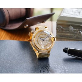 Cartier Fashion Diamond Dial Steel Strap Watch For Men Gold