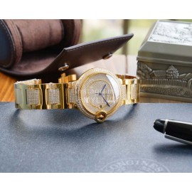 Cartier Fashion Diamond Dial Steel Strap Watch For Men Gold