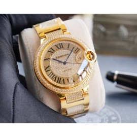 Cartier Fashion Diamond Dial Steel Strap Watch For Men Gold