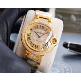 Cartier Fashion Diamond Dial Steel Strap Watch For Men Gold