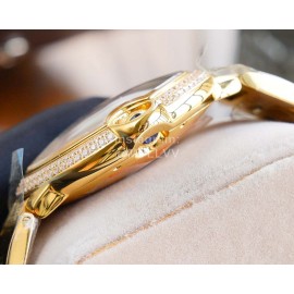 Cartier Fashion Diamond Dial Steel Strap Watch For Men Gold