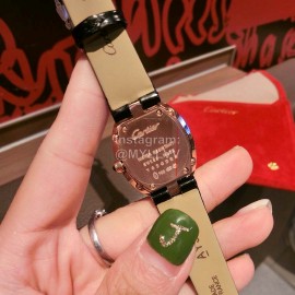 Cartier 316l Fine Steel Case Diamond Dial Cowhide Strap Watch