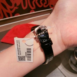 Cartier 316l Fine Steel Case Diamond Dial Cowhide Strap Watch