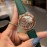 Cartier Diamond Dial Soft Green Leather Strap Watch 