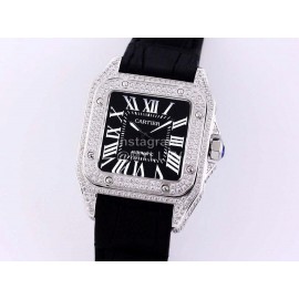 Cartier Sf Factory Diamond Square Dial Mechanical Watch Black