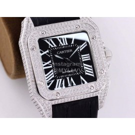 Cartier Sf Factory Diamond Square Dial Mechanical Watch Black