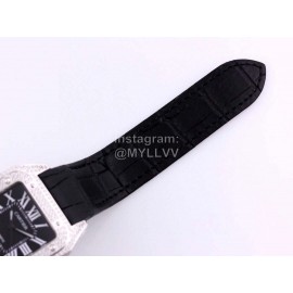 Cartier Sf Factory Diamond Square Dial Mechanical Watch Black