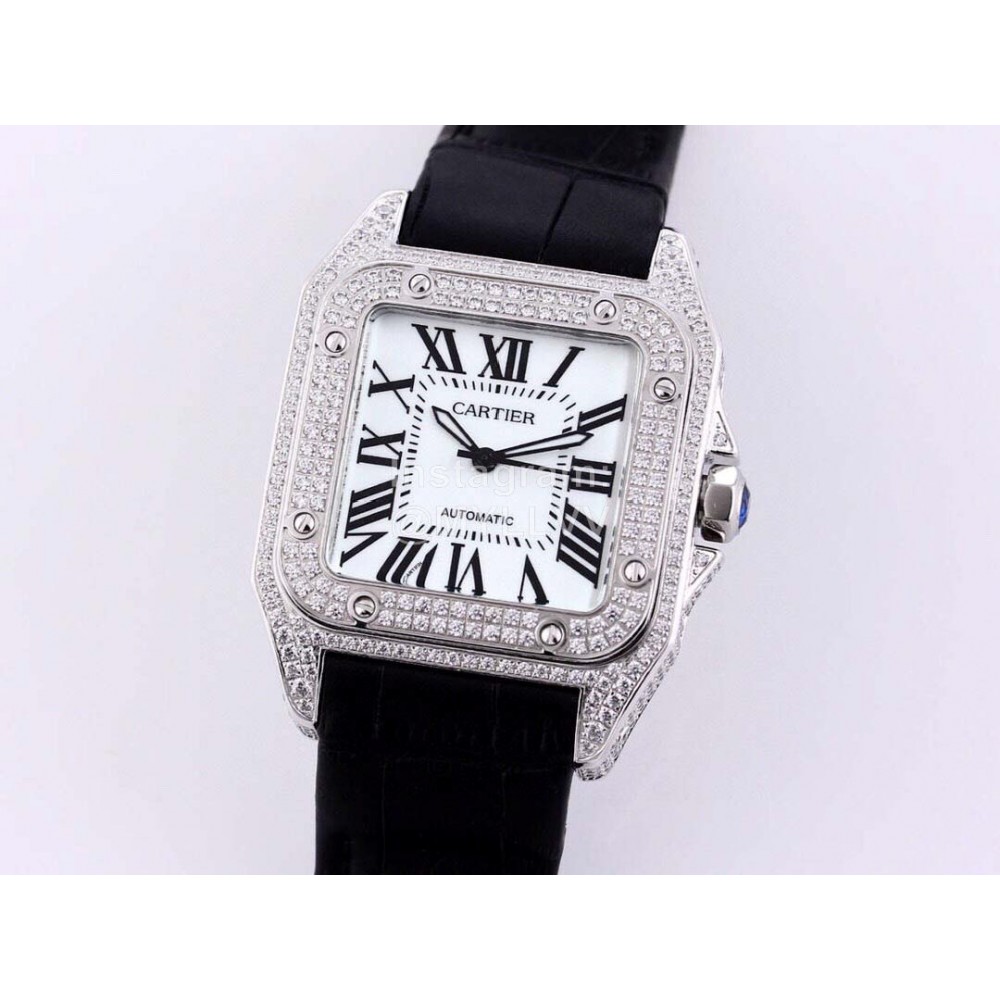 Cartier Sf Factory Diamond Square Dial Mechanical Watch White
