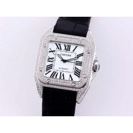 Cartier Sf Factory Diamond Square Dial Mechanical Watch White