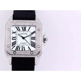 Cartier Sf Factory Diamond Square Dial Mechanical Watch White