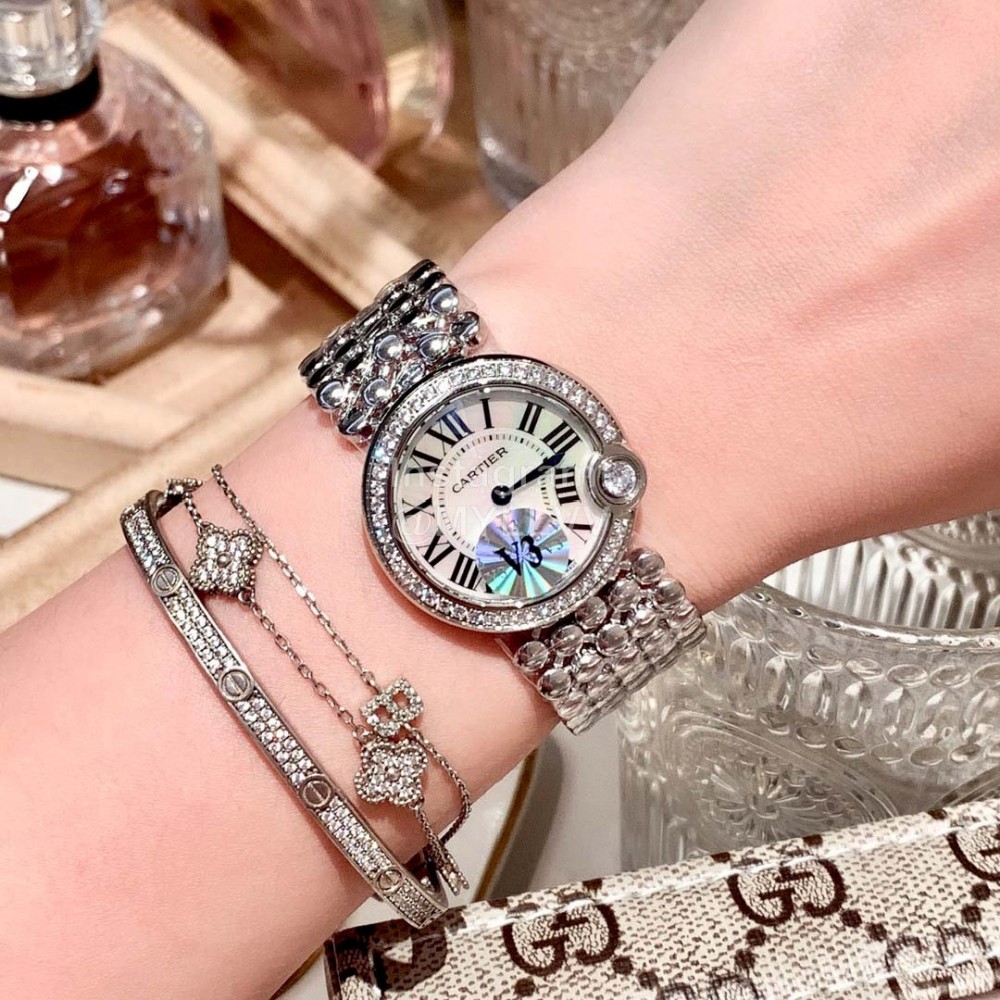 Ballon Blanc De Cartier Roman Digital Dial Watch Silver