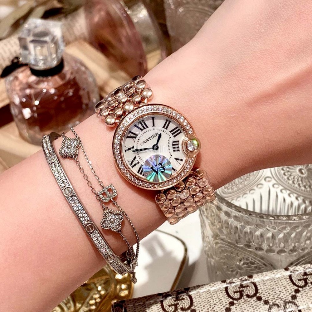 Ballon Blanc De Cartier Roman Digital Dial Watch Rose Gold