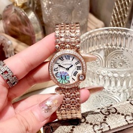 Ballon Blanc De Cartier Roman Digital Dial Watch Rose Gold