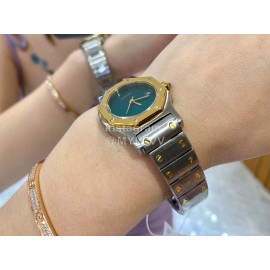 Vintage Cartier Santons Octagon Small Steel Strap Watch Green