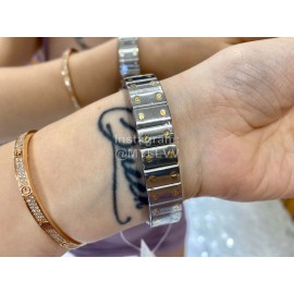 Vintage Cartier Santons Octagon Small Steel Strap Watch Green