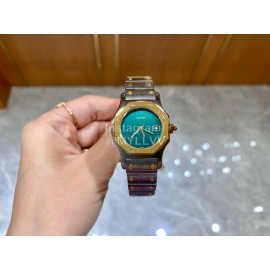 Vintage Cartier Santons Octagon Small Steel Strap Watch Green