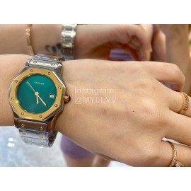 Vintage Cartier Santons Octagon Large Steel Strap Watch Green