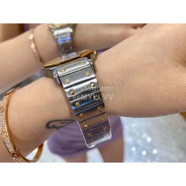 Vintage Cartier Santons Octagon Large Steel Strap Watch White