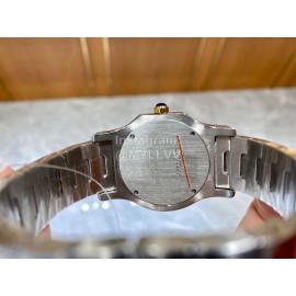 Vintage Cartier Santons Octagon Large Steel Strap Watch White