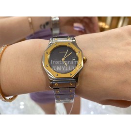 Vintage Cartier Santons Octagon Large Steel Strap Watch Gray