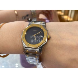 Vintage Cartier Santons Octagon Large Steel Strap Watch Gray