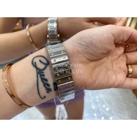 Vintage Cartier Santons Octagon Large Steel Strap Watch Gray