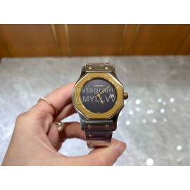 Vintage Cartier Santons Octagon Large Steel Strap Watch Gray