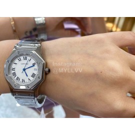 Vintage Cartier Santons Octagon Large Steel Strap Watch 