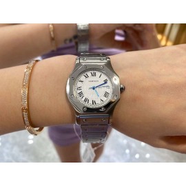 Vintage Cartier Santons Octagon Large Steel Strap Watch 