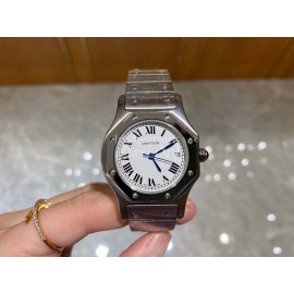 Vintage Cartier Santons Octagon Large Steel Strap Watch 