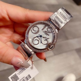 Ballon Blanc De Cariter Steel Strap Diamond Dial 36mm Watch