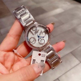 Ballon Blanc De Cariter Steel Strap Diamond Dial 36mm Watch