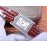 Cartier Square Dial Leather Strap Watch Reddish Brown