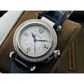 Cartier An Factory Pasha Leather Strap Watch