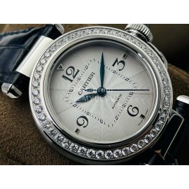 Cartier An Factory Pasha Leather Strap Watch