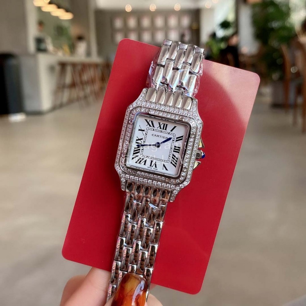 PanthèRe De Cartier 27mm Square Dial Watch For Women Silver