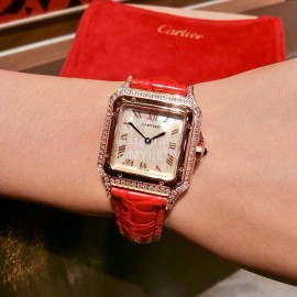 PanthèRe De Cartier Diamond Square Dial Watch For Women Red
