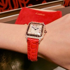 PanthèRe De Cartier Diamond Square Dial Watch For Women Red