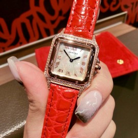 PanthèRe De Cartier Diamond Square Dial Watch For Women Red