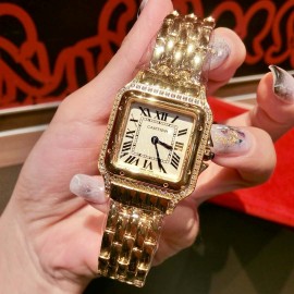 PanthèRe De Cartier Diamond Square Dial Watch For Women Gold