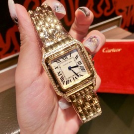 PanthèRe De Cartier Diamond Square Dial Watch For Women Gold