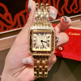PanthèRe De Cartier Diamond Square Dial Watch For Women Gold