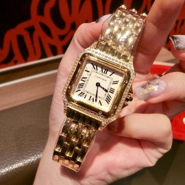 PanthèRe De Cartier Diamond Square Dial Watch For Women Gold