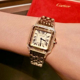PanthèRe De Cartier Diamond Square Dial Watch For Women Gold