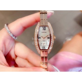 Cartier Olive Shaped Diamond Roman Numeral Dial Watch For Women