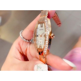 Cartier Olive Shaped Diamond Roman Numeral Dial Watch For Women