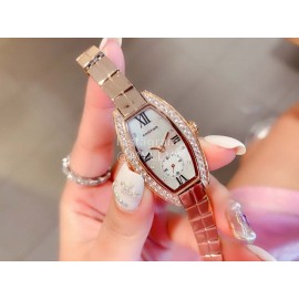 Cartier Olive Shaped Diamond Roman Numeral Dial Watch For Women